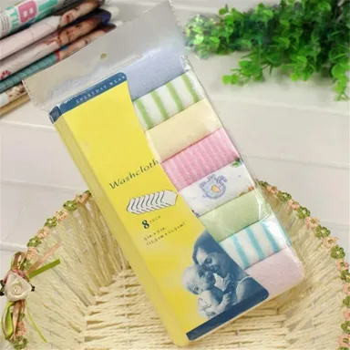 8 Pcs Soft Cotton Baby Towel Set